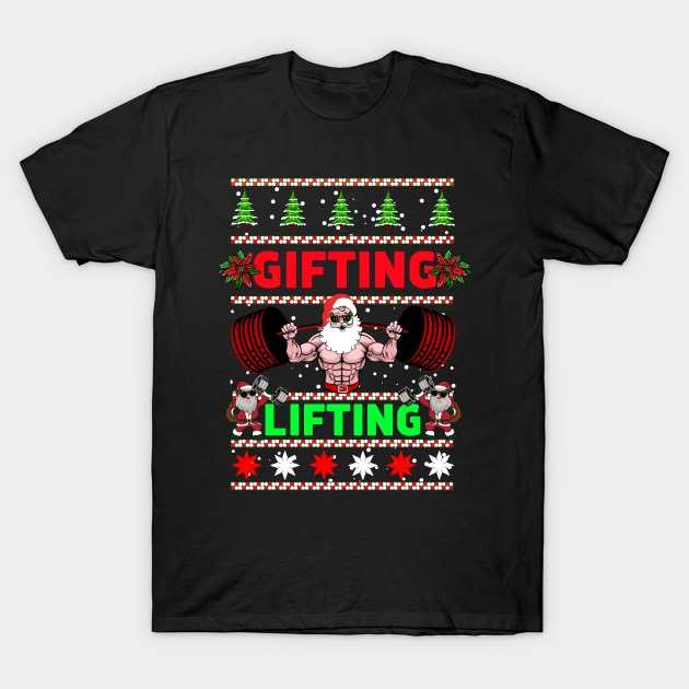 Christmas Santa Gifting Lifting T-Shirt by AniTeeCreation